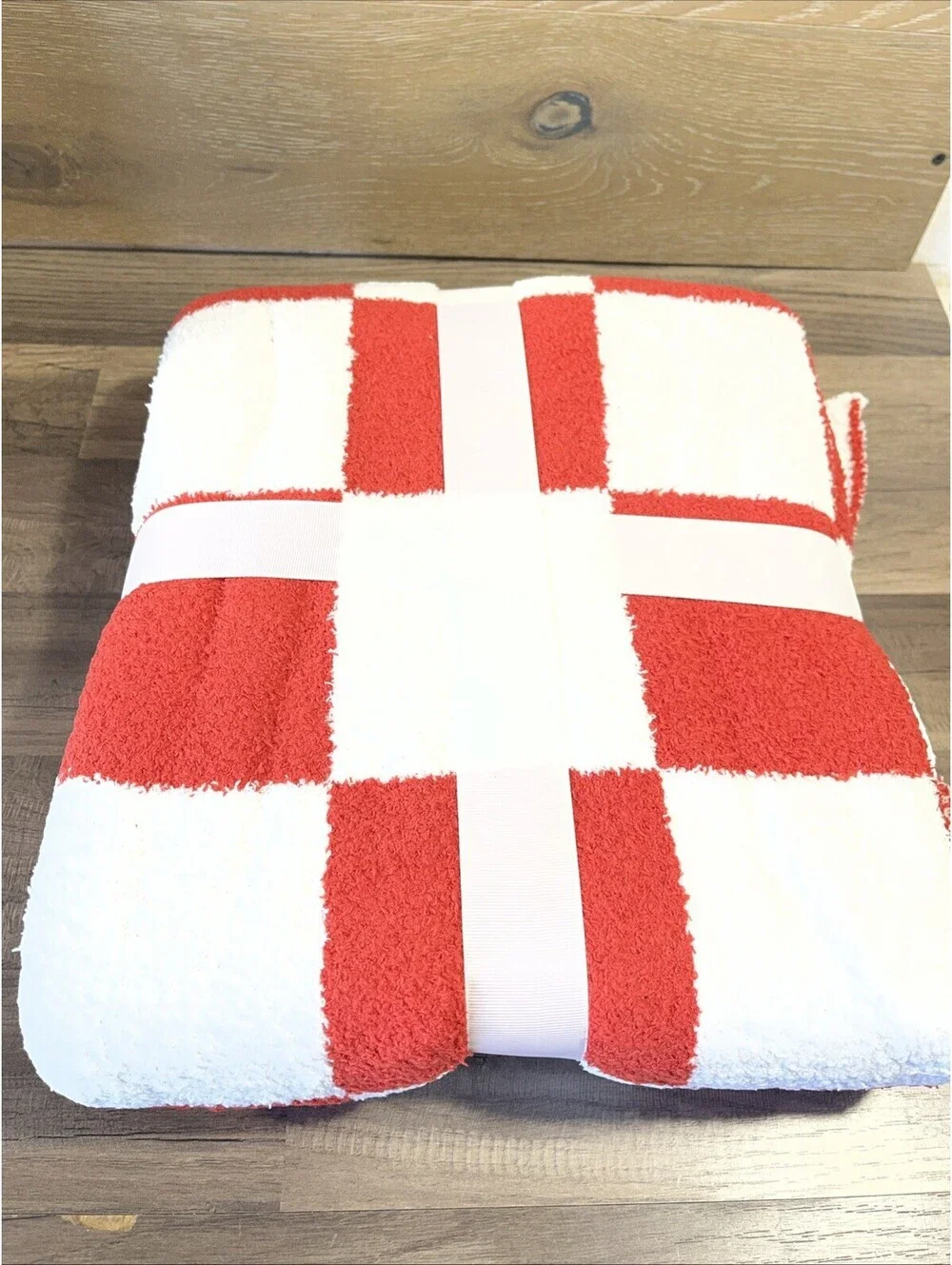 New Red & White Christmas Checkerboard Throw Blanket 60 × 50